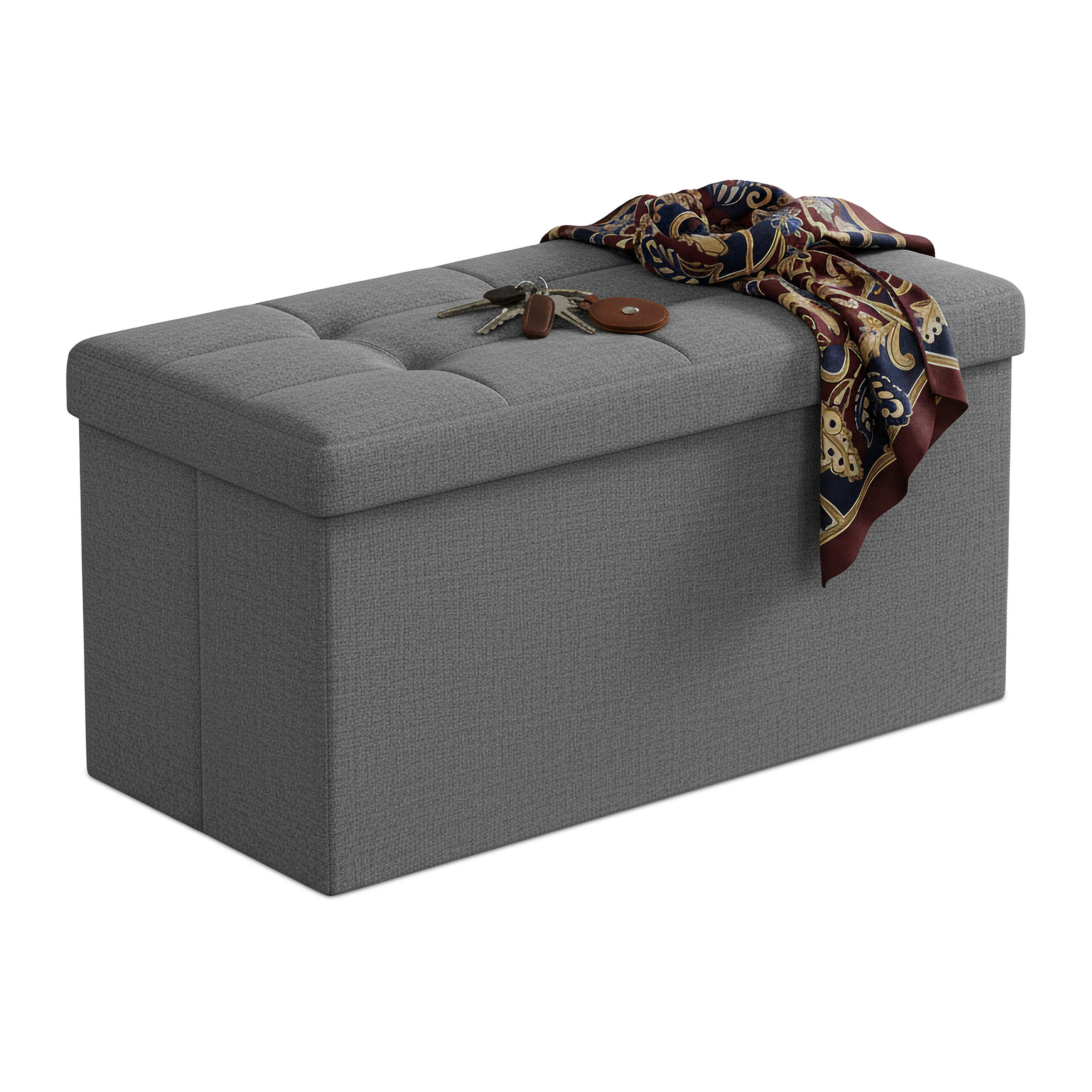 SITZBANK - Grau, Holzwerkstoff/Textil (76/38/38cm) - Relaxdays