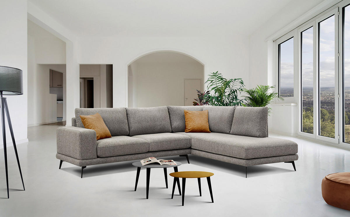 ECKSOFA MEDIOLANE 5-Sitzer, taupe - Taupe, Holzwerkstoff/Textil (282/219cm) - Courtois Laville