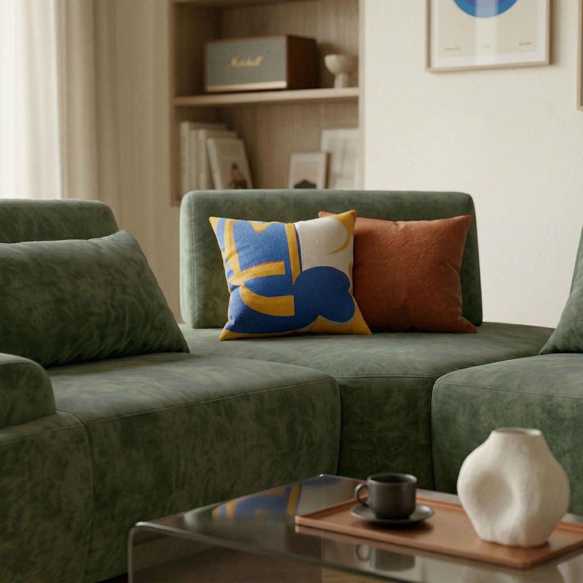 ECKSOFA 3-Sitzer, Grün - Grün, Textil (231/231cm) - Oviala