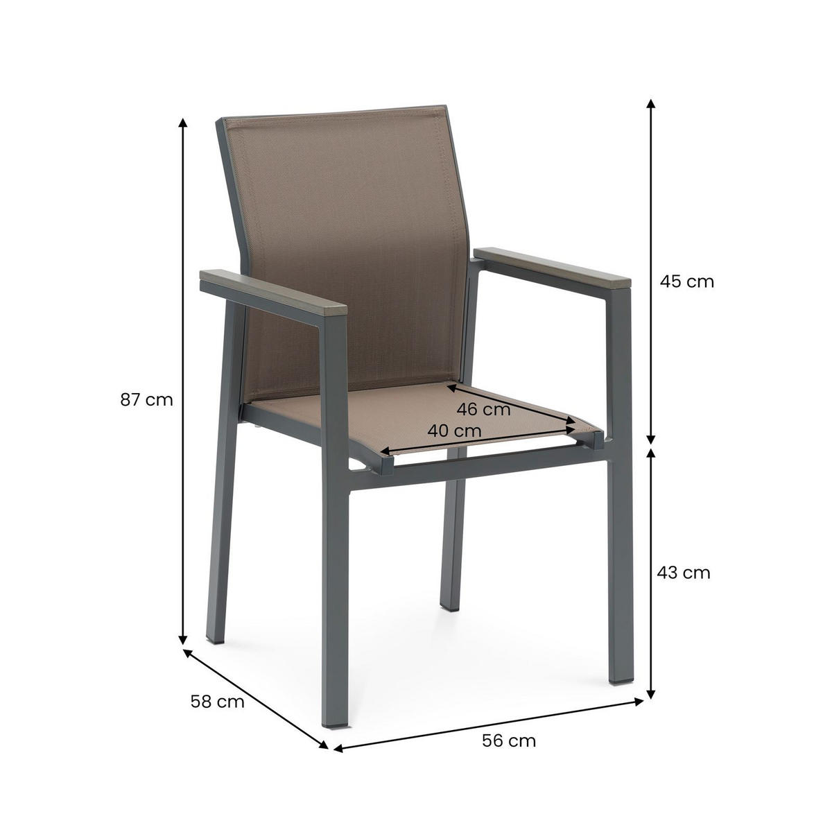 GARTENSTÜHLE WINDY 6ER-SET - Grau, Textil (56/88/57cm) - IDIMEX