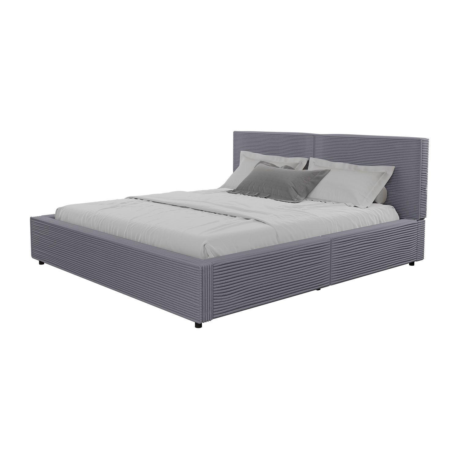 POLSTERBETT Salerno Cord grau 180x200 cm - Grau, Textil (180/200cm) - Juskys