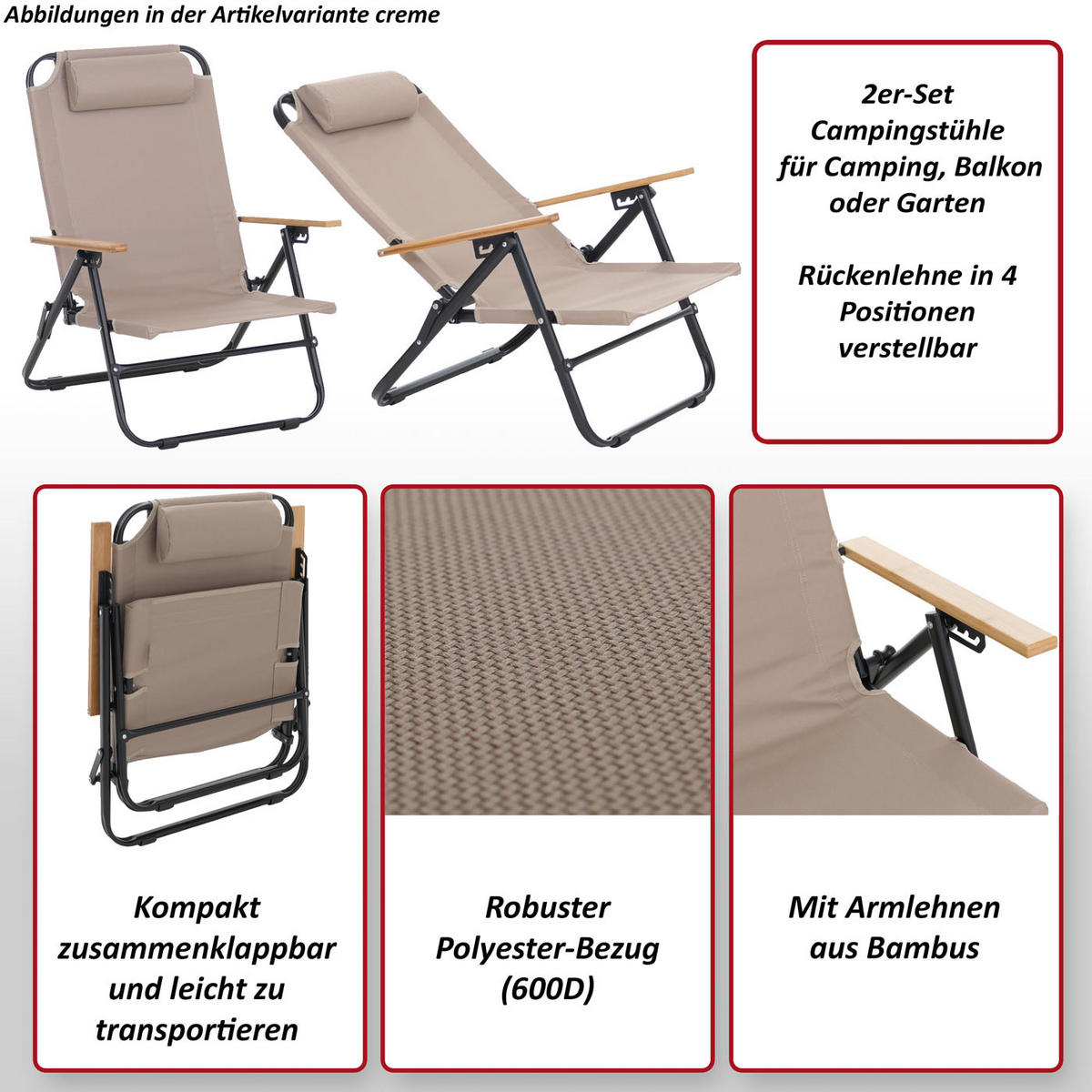 CAMPINGSTUHL Schwarz - Schwarz, Metall (61/85/67cm) - MCW