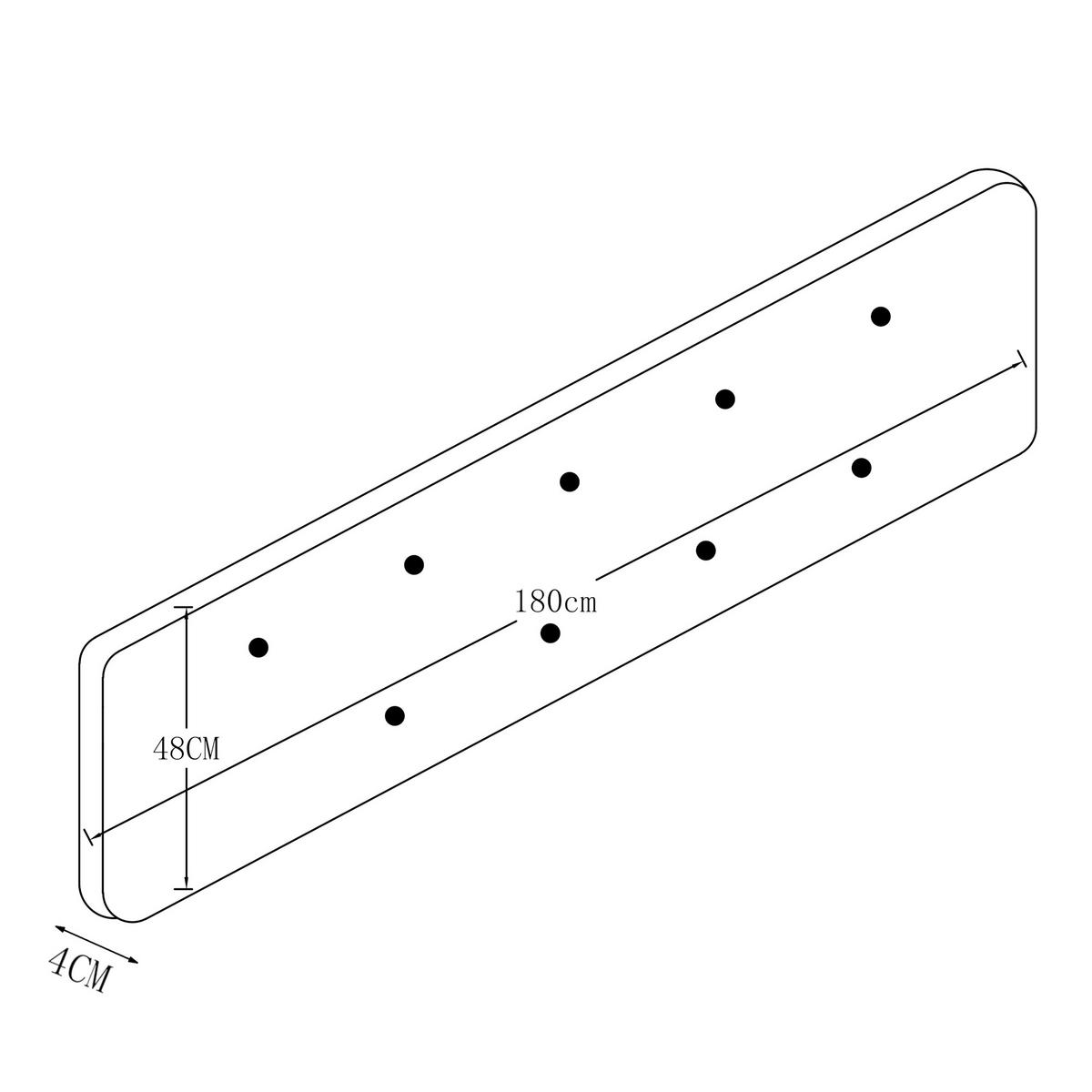 ČELO POSTELE Tokke - šedá, kompozitní dřevo/textil (180/4/48cm) - [en.casa]