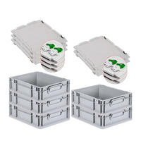 EUROBOX 5x Nextgen Economy Mit Scharnierdeckel Grau/GrünGriffe Geschlossen 11 Liter - Grün, Kunststoff (30/12/40cm) - PROREGAL