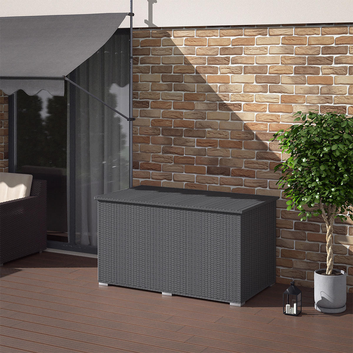 KISSENBOX Anthrazit 146 x 80 cm - Anthrazit, Textil (146/80/83cm) - OK-Living