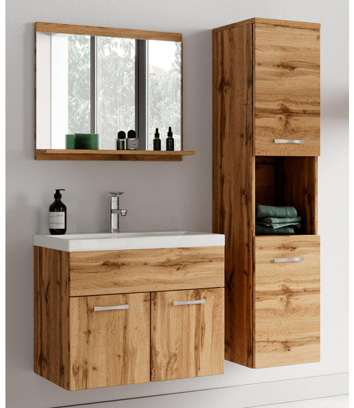 BADMÖBEL-SET Montreal 2 Teile Eiche - 60 x 35 x 51 cm - Eichefarben, Holz (60/51/35cm) - Badplaats