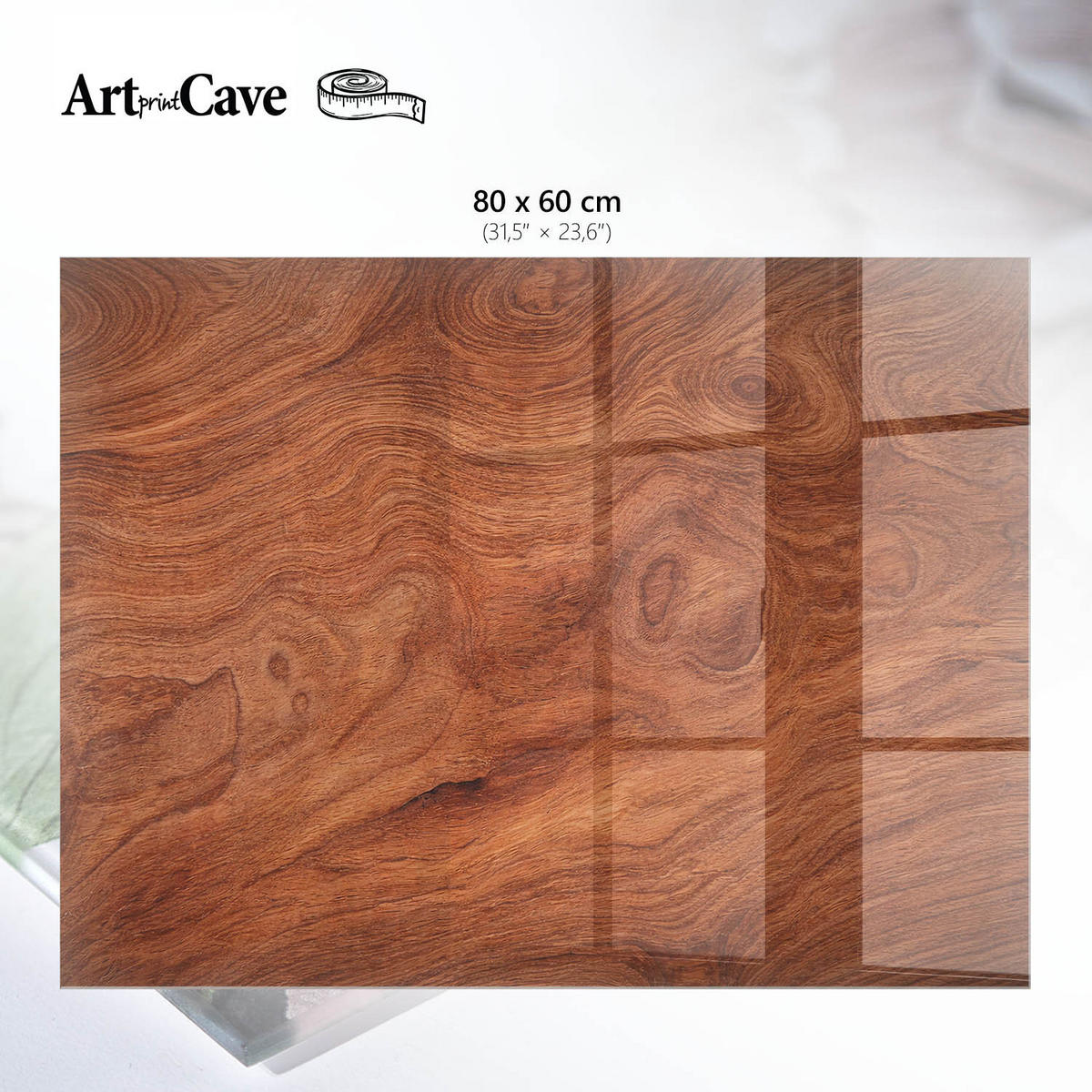 GLASPLATTE 80x60 cm – Holzstruktur - Braun, Glas (0.4/80/60cm) - ArtPrintCave