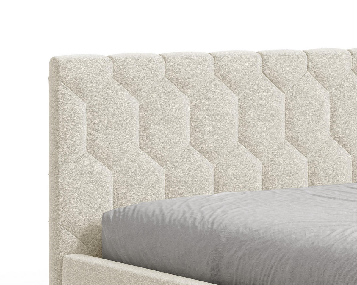 POLSTERBETT 02 160 x 200 cm – Casa – Bett mit Federmechanismus und Stauraum - Creme, Holz (160/200cm) - ROYAL24_MARKT