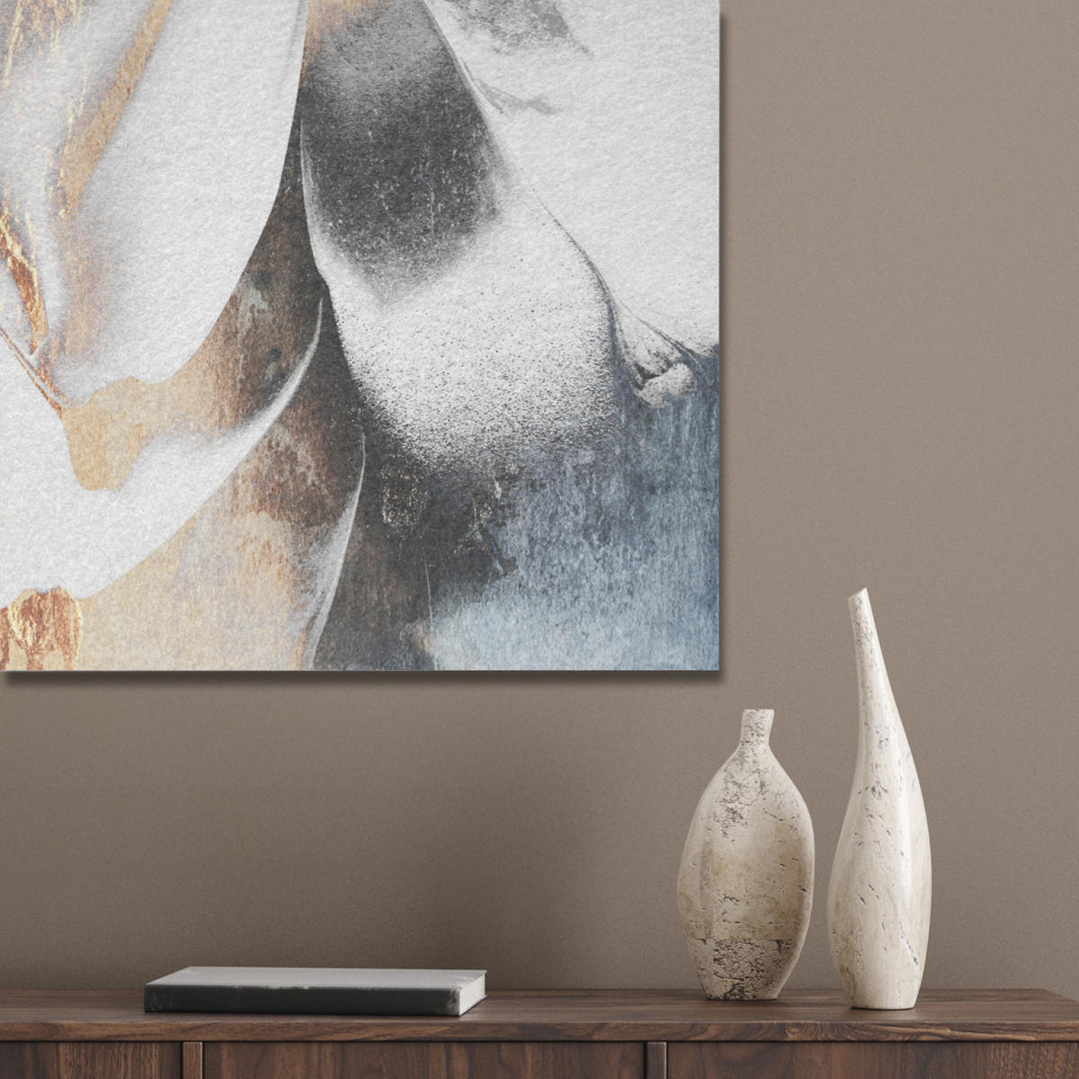AKUSTIKBILD Luxus - Abstrakt - Gold - Weiß Akustikpaneele 90x60 cm - Goldfarben, Kunststoff (90/60/0.9cm) - MuchoWow