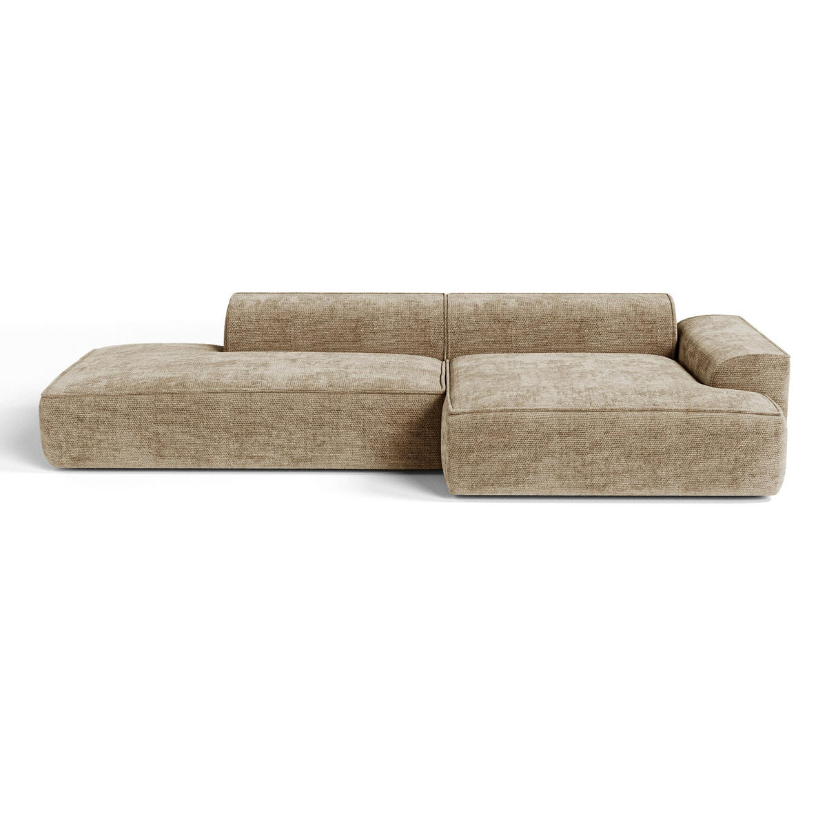 ECKSOFA rechtwinklig HANA Strick-Samt Taupe 300cm - Taupe, Textil (300/155cm) - Premium Interiors
