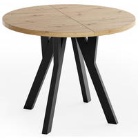 ESSTISCH Vero rund ausziehbar verlängerbar, Eiche Artisan Hellbraun 100-300/100/77 cm - Schwarz/Braun, Holz/Holzwerkstoff (100/300/76.5cm) - WFL GROUP