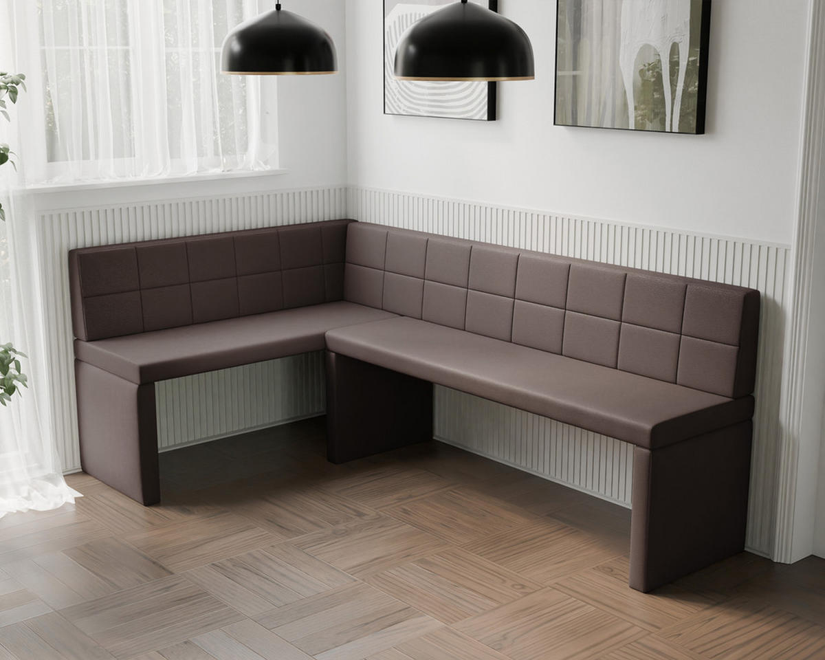 ECKBANK links MELVIN Kunstleder, 142/196 cm Braun - Braun, Holz/Kunststoff (142/196cm) - Idohome