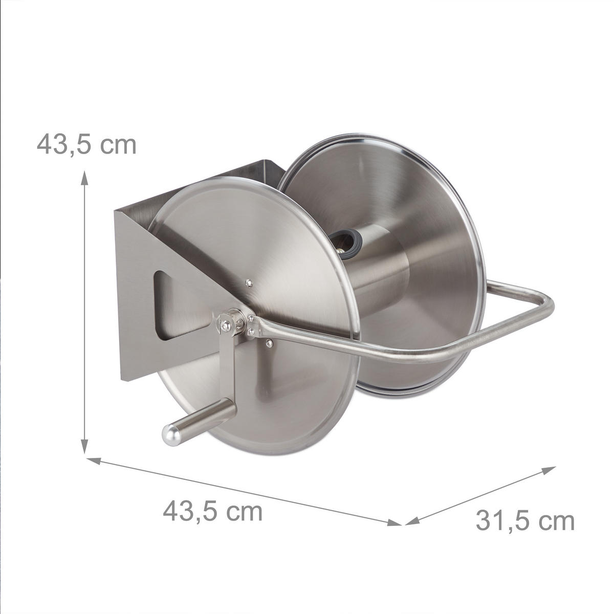 SCHLAUCHTROMMEL - Silberfarben, Metall (43.5/43.5/31.5cm) - Relaxdays