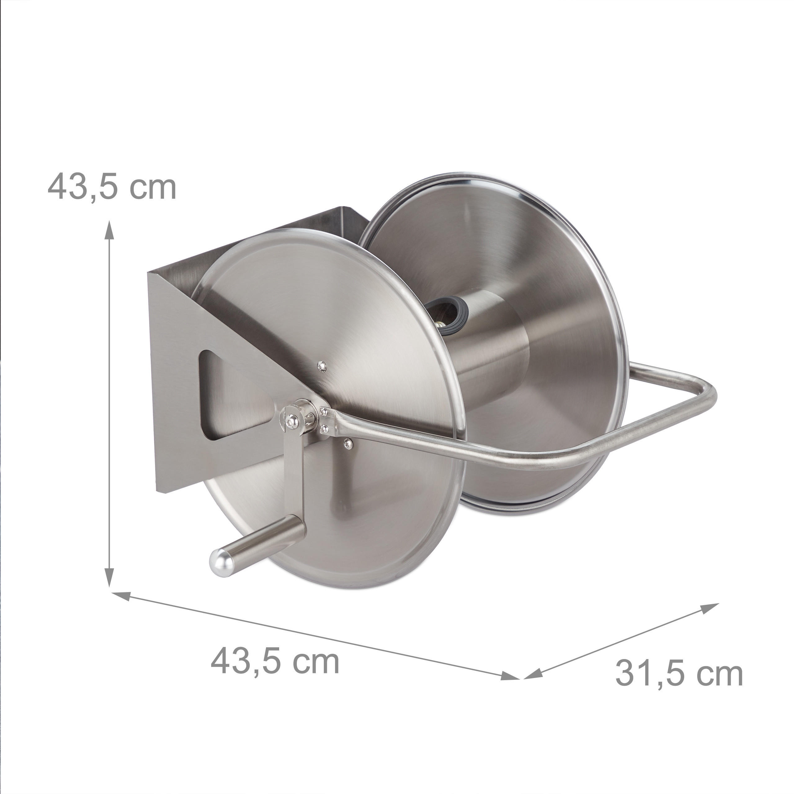 Thumbnail - Relaxdays Schlauchtrommel, Silber, Metall, 43.5x43.5x31.5 cm, Gartenzubehör, Gartenpflege, Gartenschläuche & Zubehör