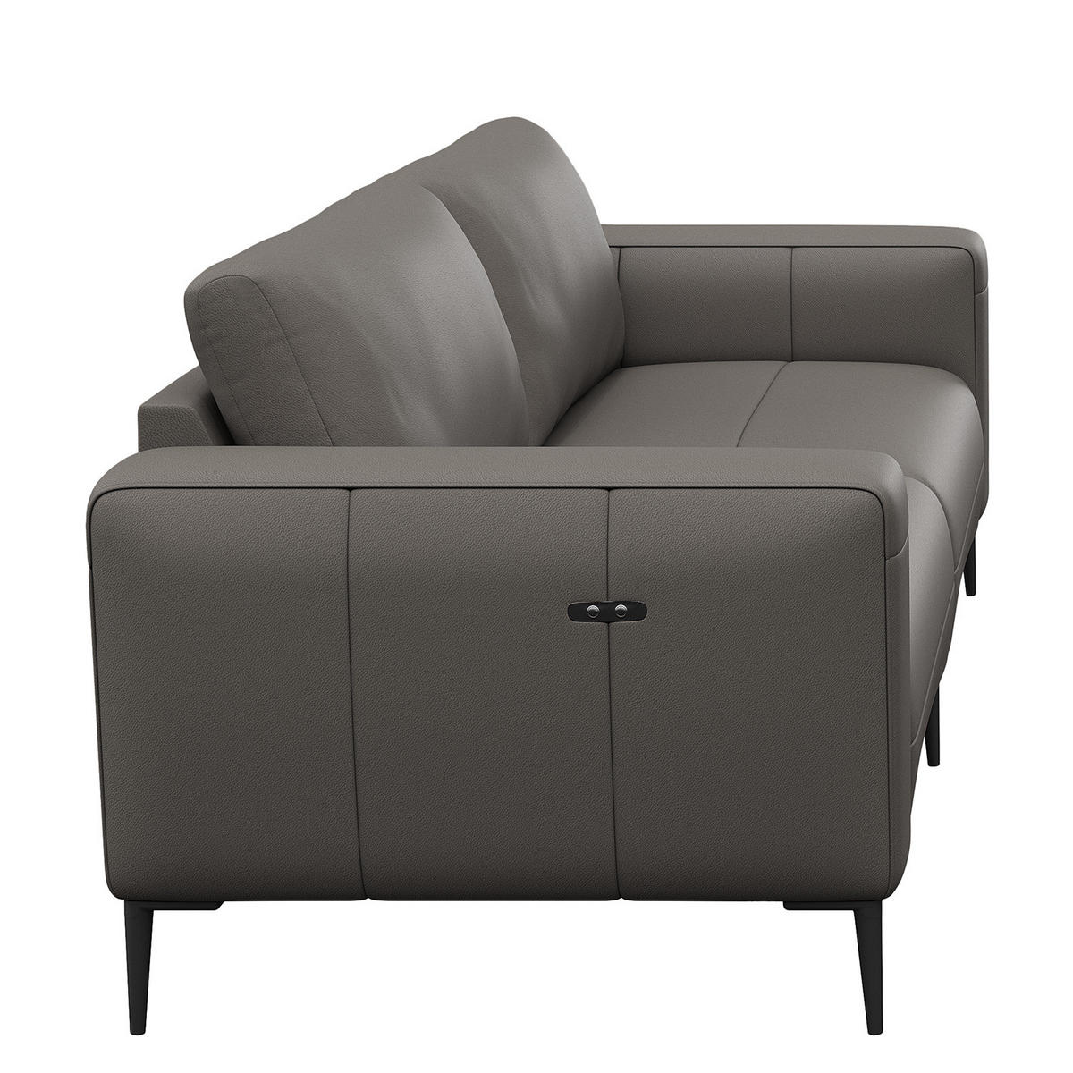 3-SITZER SOFA - Schwarz/Grau, Leder/Metall (225/77/88cm) - home24