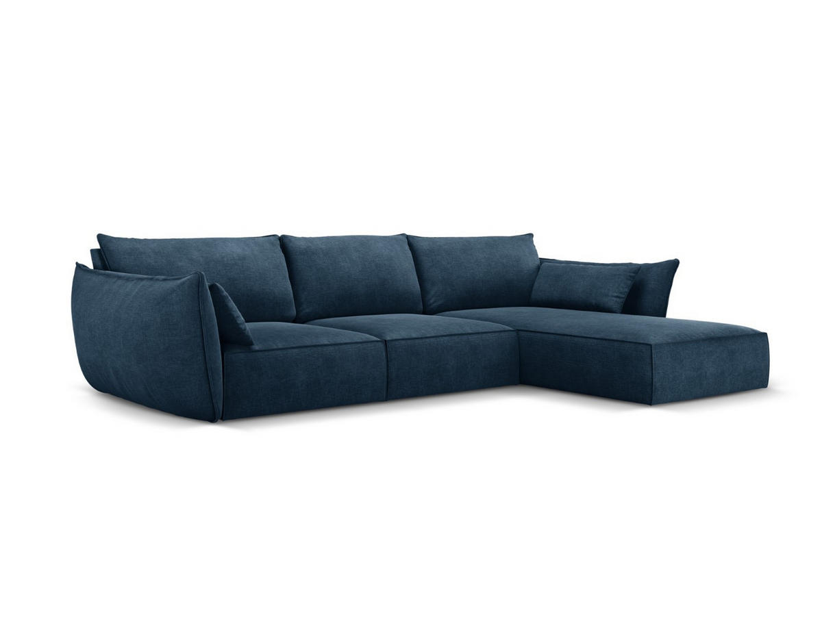 ECKSOFA rechts Kaelle aus Chenille-Stoff königsblau 4 Sitzplätze - Blau, Textil (171/308cm) - Micadoni
