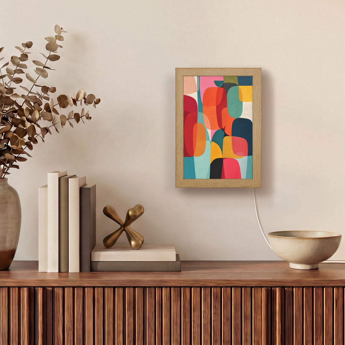 NÁSTĚNNÁ LAMPA Tvary - barevné - abstraktní - letadla 15x20 cm - různobarevná, kompozitní dřevo (15/20/8cm) - OnlyWow