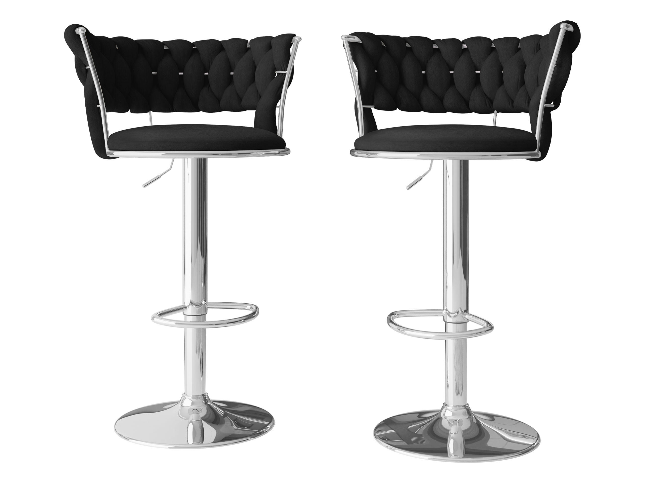 BARHOCKER-SET Muz BS-1141/CM (2 Stück in Samt) - Chromfarben/Schwarz, Textil/Metall (50/76/48cm) - MIRJAN24