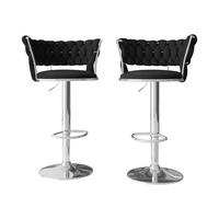 BARHOCKER-SET Muz BS-1141/CM (2 Stück in Samt) - Chromfarben/Schwarz, Textil/Metall (50/76/48cm) - MIRJAN24