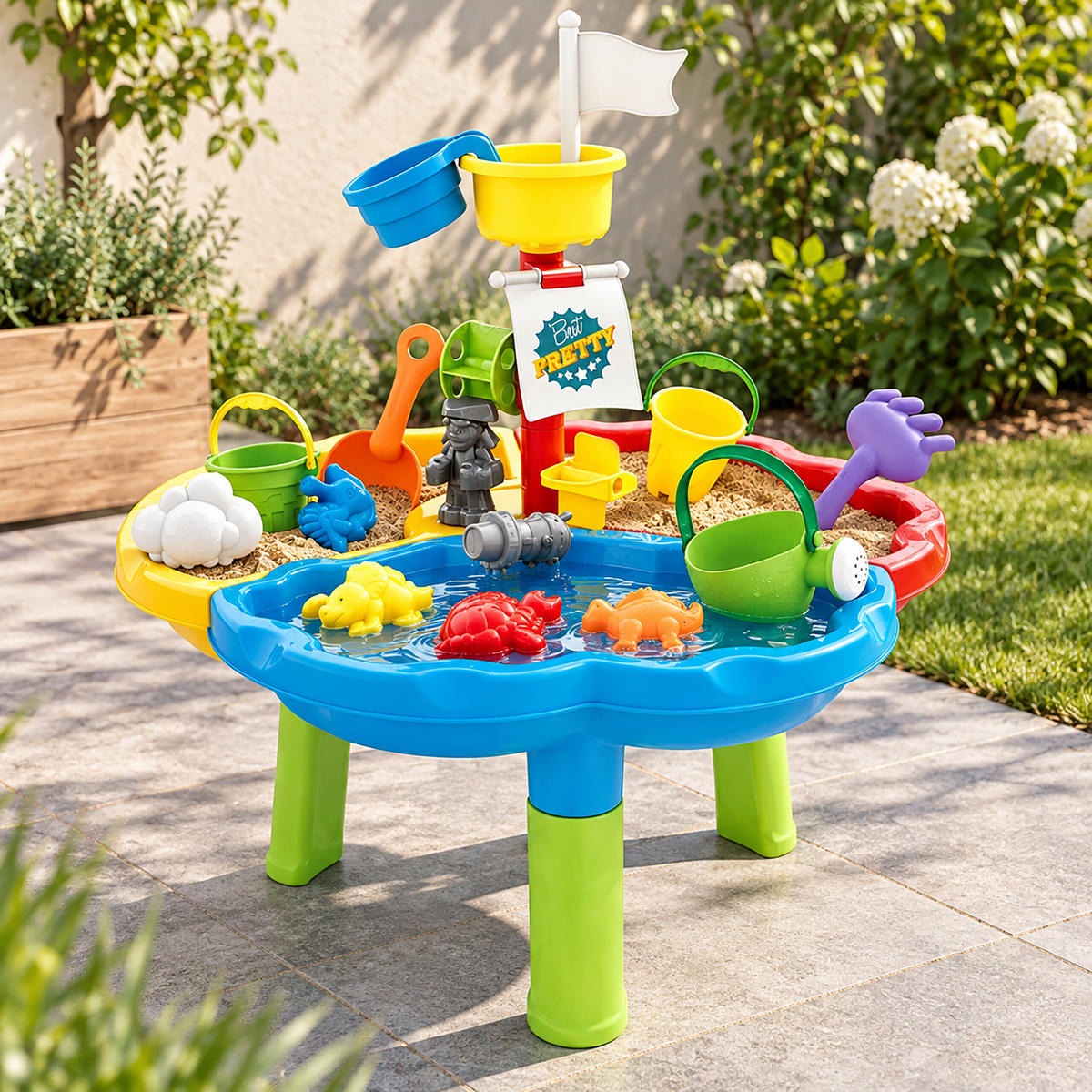 MASĂ Multicolor insulă de pirați 3 compartimente - multicolor, material plastic (60/60cm) - Relaxdays