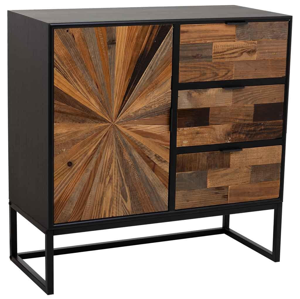 ANRICHTE aus Holz und Metall, braun, 80x34x80 cm - Schwarz, Holzwerkstoff (80/80/34cm) - Wanderlust