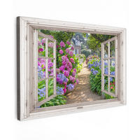 LEINWANDBILD Hortensie - Durchsichtig - Blumen - Sommer - Lila - Weg Wohnzimmer 120x80 cm - Lila, Textil (120/80cm) - MuchoWow