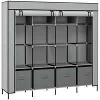 STOFFSCHRANK Grau 1 Stück - Grau, Metall (166/169.5/42.5cm) - GiPP