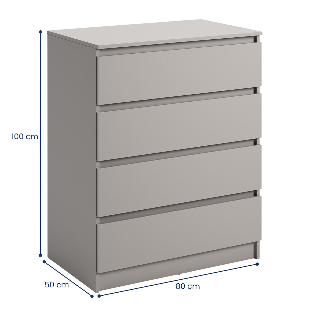 KOMMODE mit 4 Schubladen 80 cm breit in kaschmir - Kaschmir, Holzwerkstoff (80/100/50cm) - Home Collective