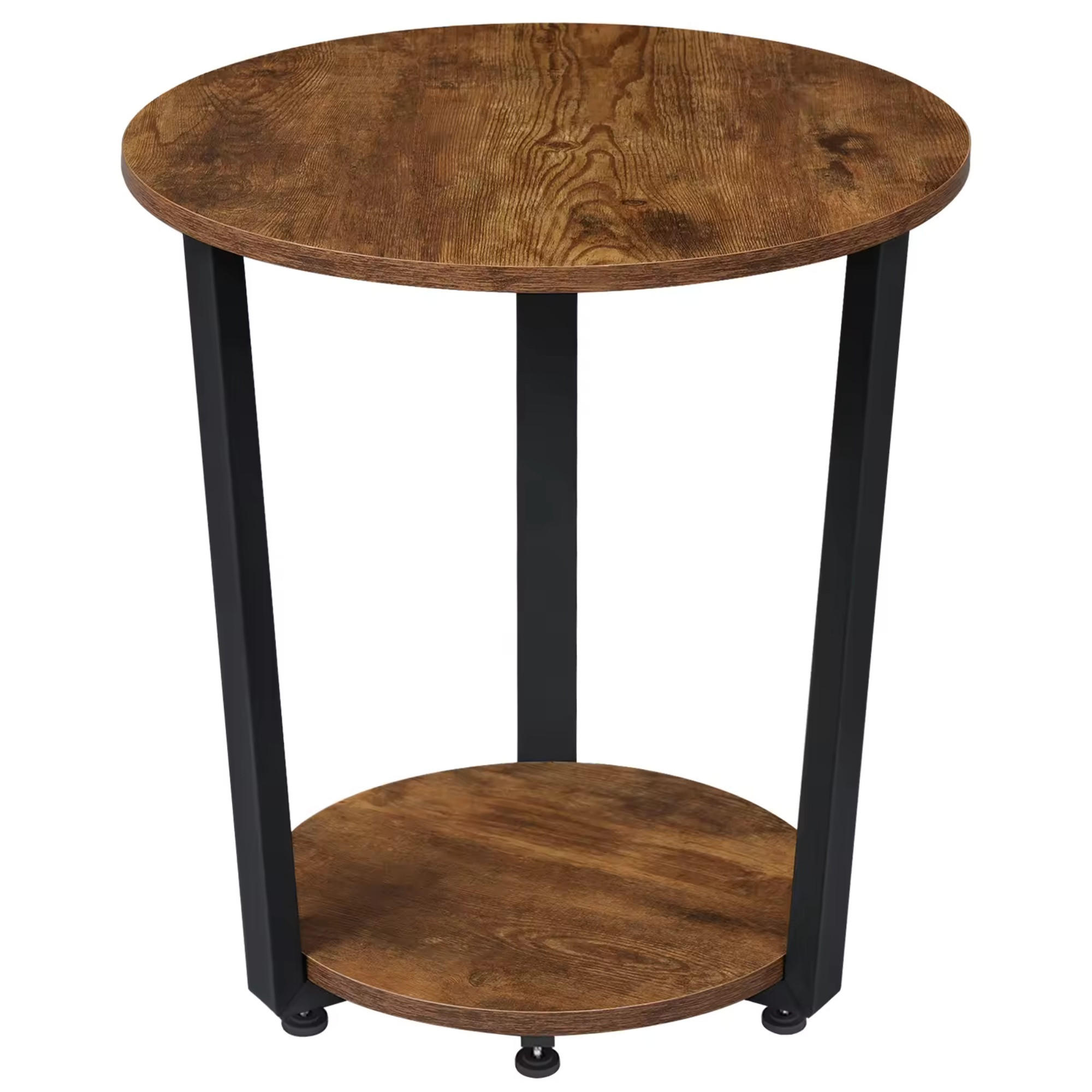BEISTELLTISCH 50/50/53 cm mit 2 Ablagen und Metall-Holz-Gestell, Braun - Braun, Holzwerkstoff (50/50/53cm) - Redom