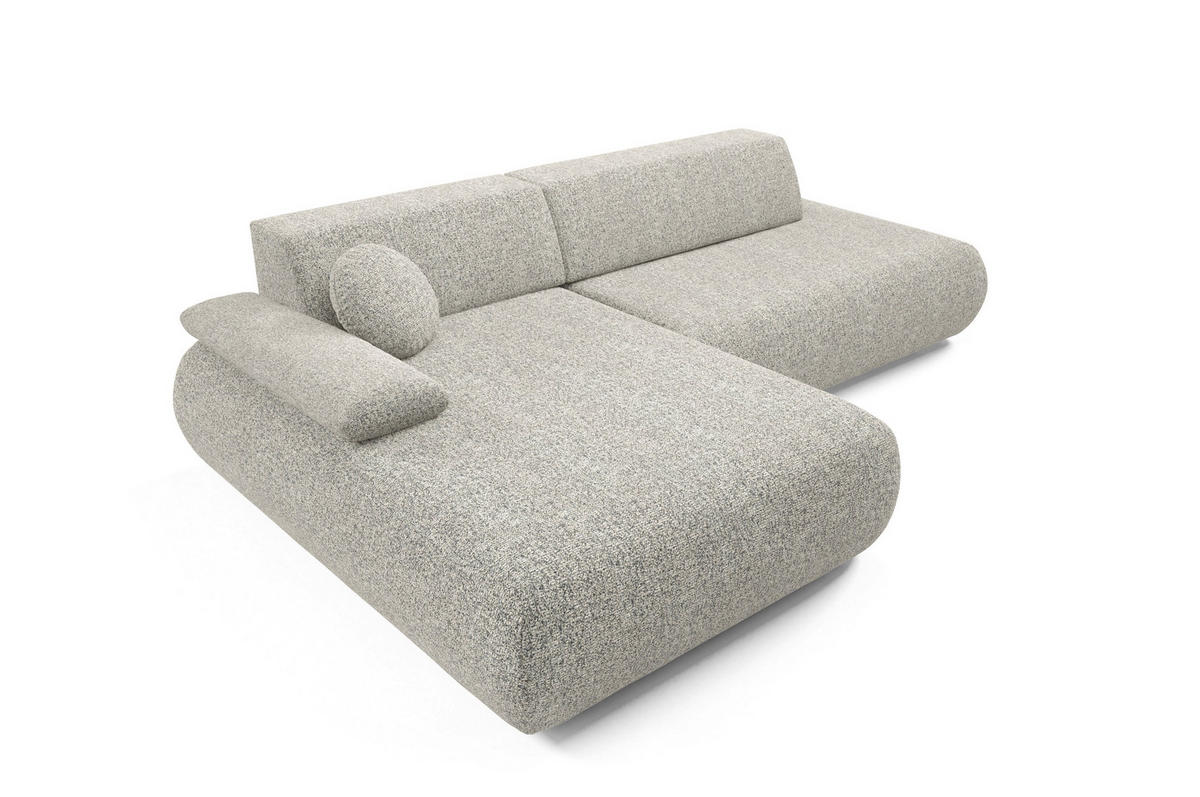 ECKSOFA DELTA L-S Grau Geflochtener Stoff mit Schlaffunktion - Grau, Holz (286/173.5cm) - MASSENO