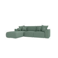 ECKSOFA GUSTO Strukturstoff Salbeigrün Links inkl. Schlaffunktion - Chromfarben/Salbeigrün, Kunststoff/Textil (194/295cm) - 99rooms