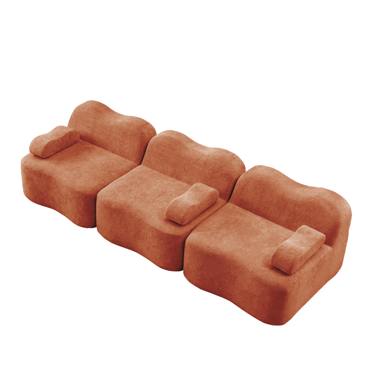 MODULARES 3-Sitzer-Sofa aus Samt mit tiefer Sitzfläche Orange - Orange, Textil (98/70/288cm) - Modenvie