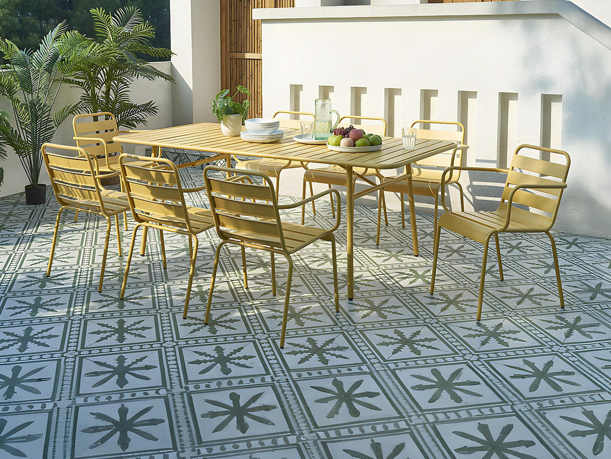 GARTENSTUHL - 56cm x 59cm - Stahl - senffarben - MIRMANDE - Gelb, Metall (56/79/59cm) - Vente-Unique