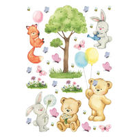 WANDTATTOO Wald mit Waldtieren 65 x 42.5 cm - Multicolor, Papier (65/42.5/42.5cm) - Sanders & Sanders
