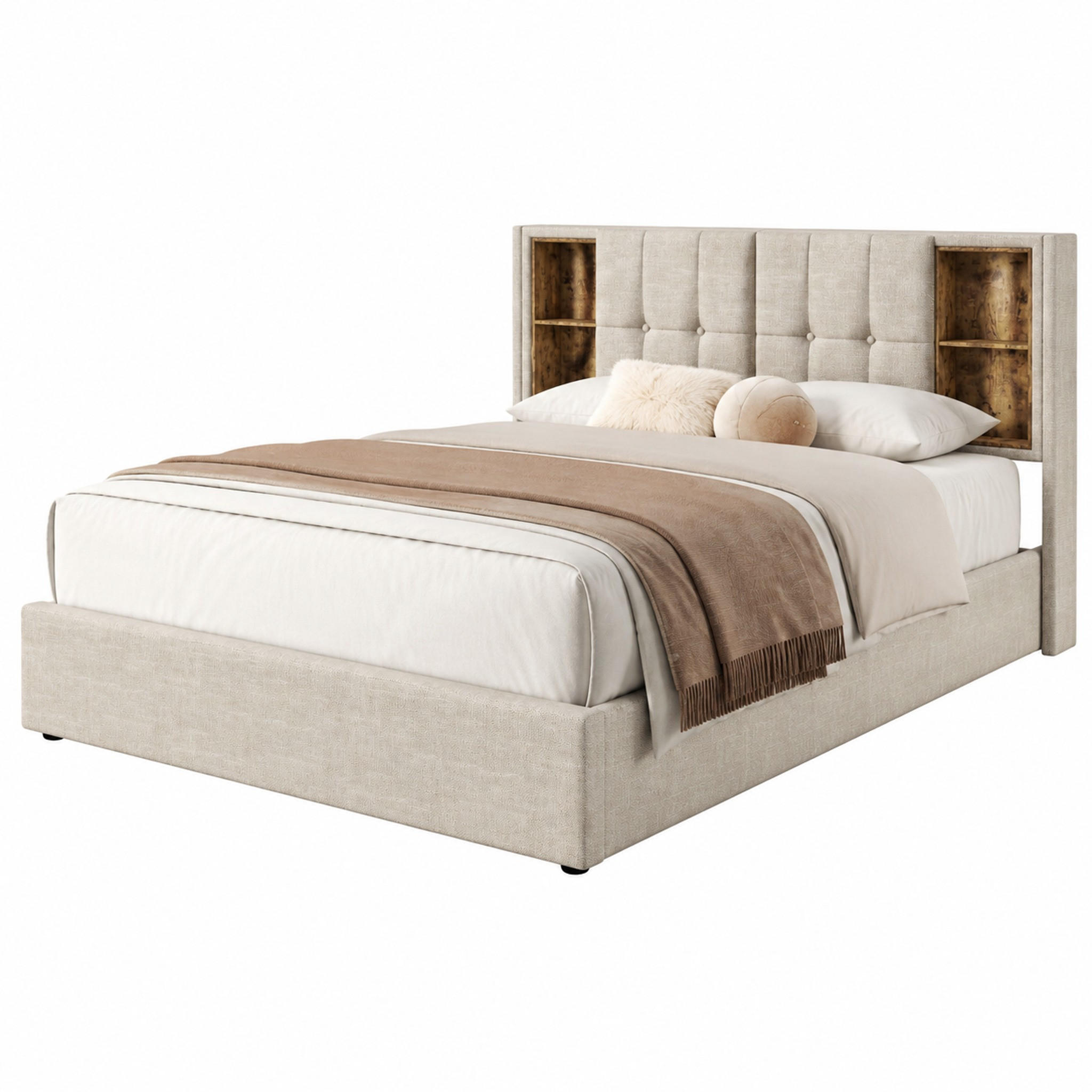 Beauniv Polsterbett Beige 140x200 cm