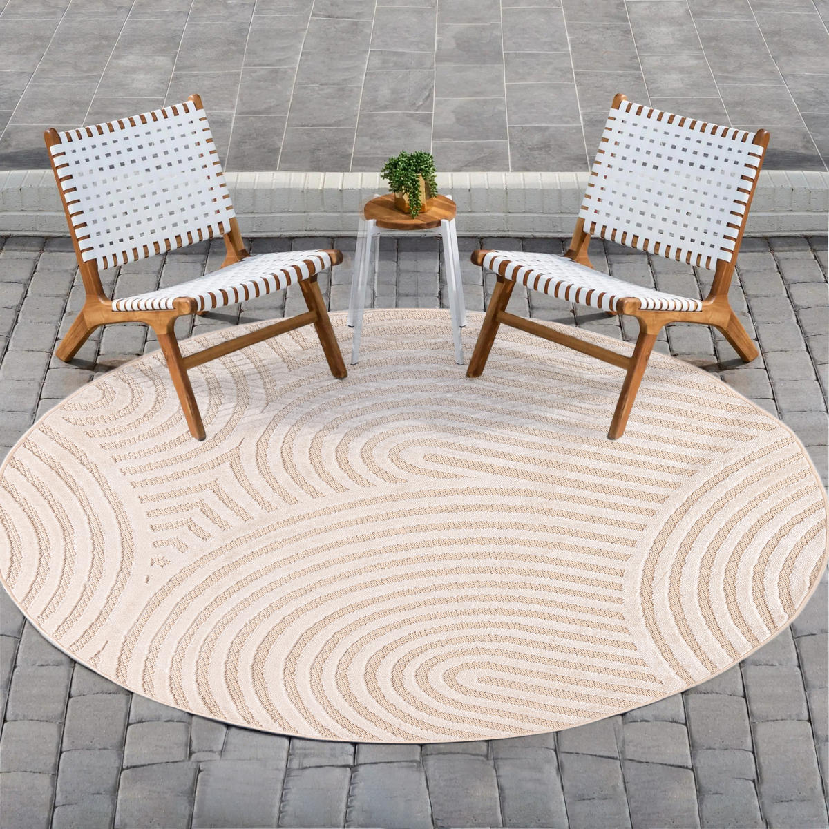MATTA beige kräm geometrisk - 150 x 150 cm - Cremefärgad/Beige, Textil (150/150cm) - Mazovia