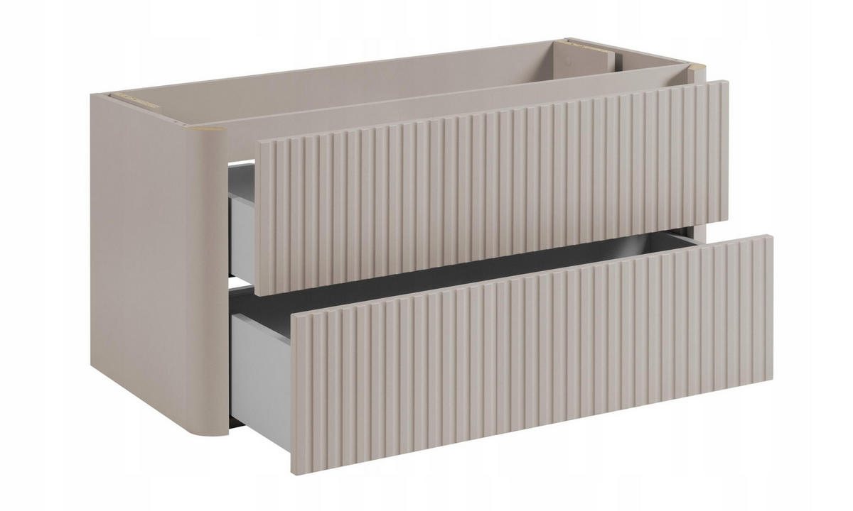 WASCHBECKENUNTERSCHRANK LINEA hängend geriffelt Kaschmir matt 100/48/44 cm - Kaschmir, Holzwerkstoff (100/48.4/43.7cm) - Rodan