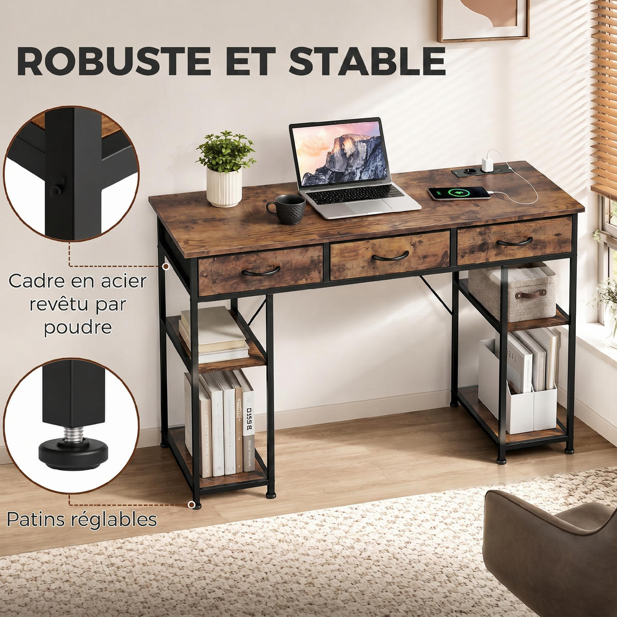BÜROTISCH Rustikales Braun 1 Stück - Braun, Holzwerkstoff (40/120/76cm) - GiPP