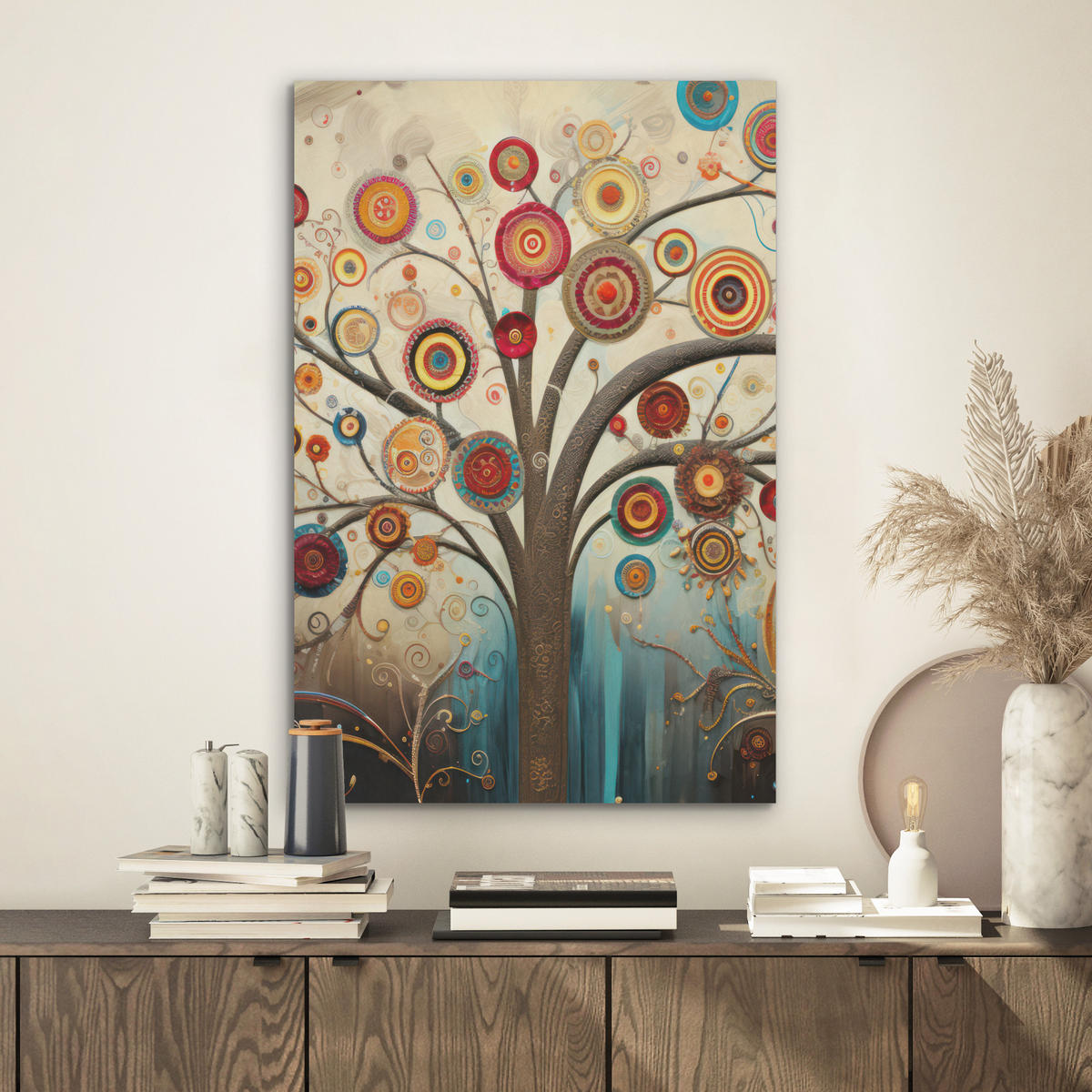AKUSTICKÝ OBRAZ Strom - Strom života - Farba 50x70 cm - hnedá, plast (50/70/0.9cm) - MuchoWow