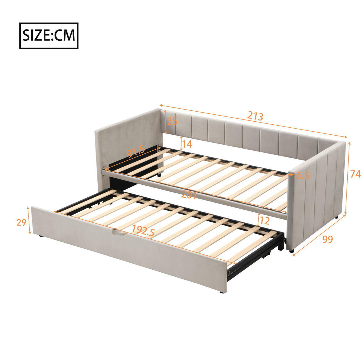 POLSTERBETT 90/180x200 Ausziehbar Lattenrost Samtstoff Grau - Grau, Holzwerkstoff - FLIEKS