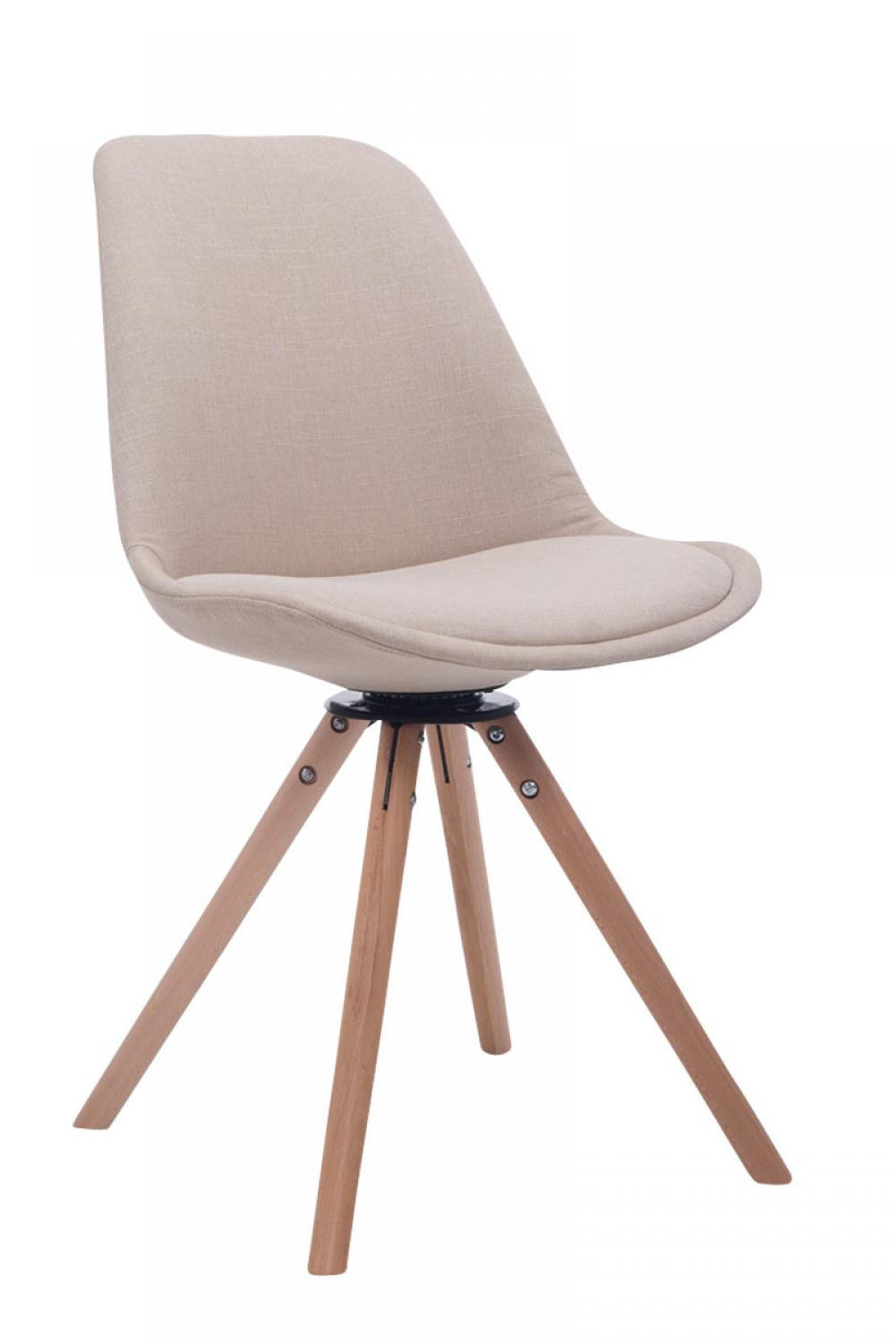 BESUCHERSTUHL Stoff creme - Eukalyptusholzfarben/Creme, Holz/Textil (48/84/56cm) - CLP