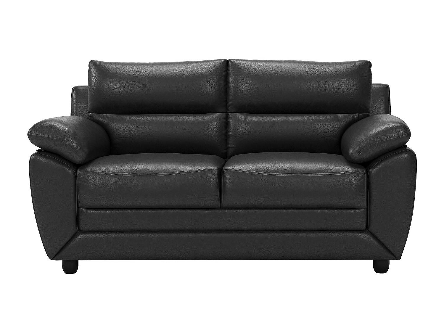 SOFA ohne Schlafmöglichkeit - 2 Personen - Kunstleder - Schwarz - - Schwarz, Leder (163/88/82cm) - Vente-Unique