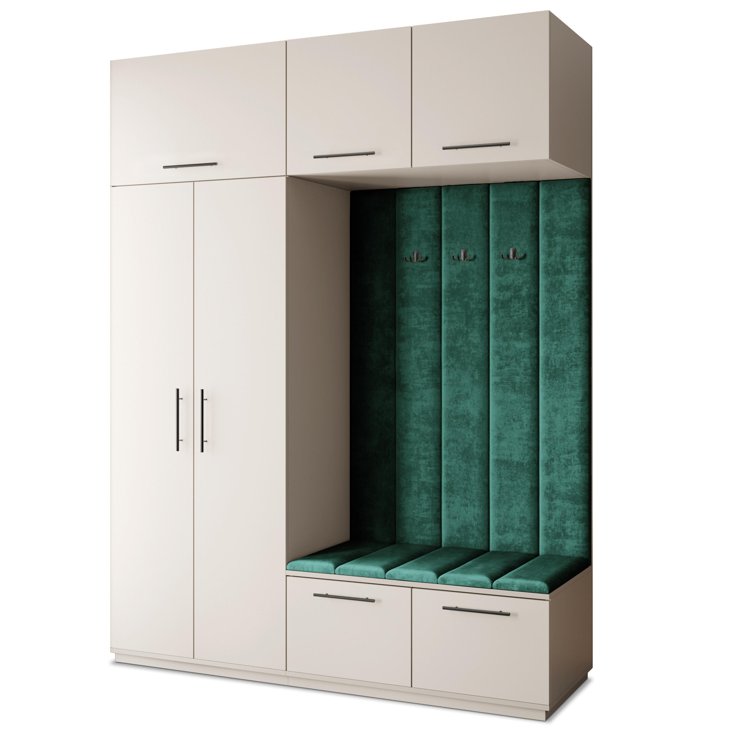 GARDEROBENSCHRANK REMA 180/240/60 cm Modern Garderobe-Set Kaschmir - Kaschmir/Grün, Holzwerkstoff (180/240/60cm) - MASSENO