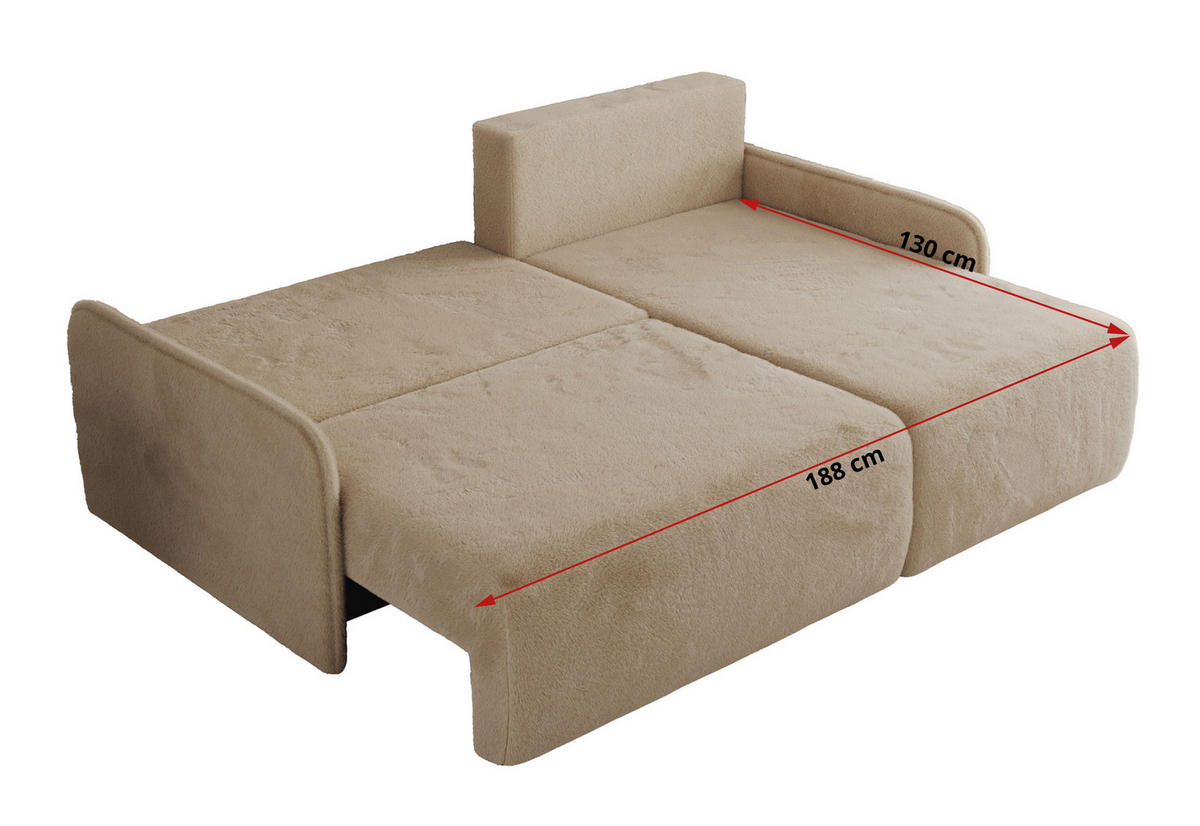 ECKSCHLAFSOFA ARPA L Beige Plüsch - rechts - Beige/Schwarz, Kunststoff/Textil (150/198cm) - MKS