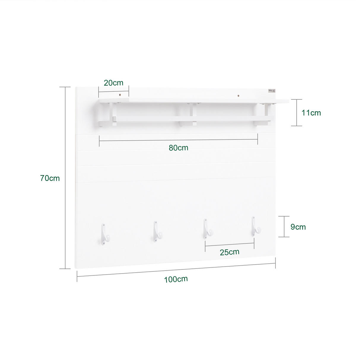 WANDGARDEROBE Weiß - Weiß, Holzwerkstoff/Metall (100/70/20cm) - SoBuy