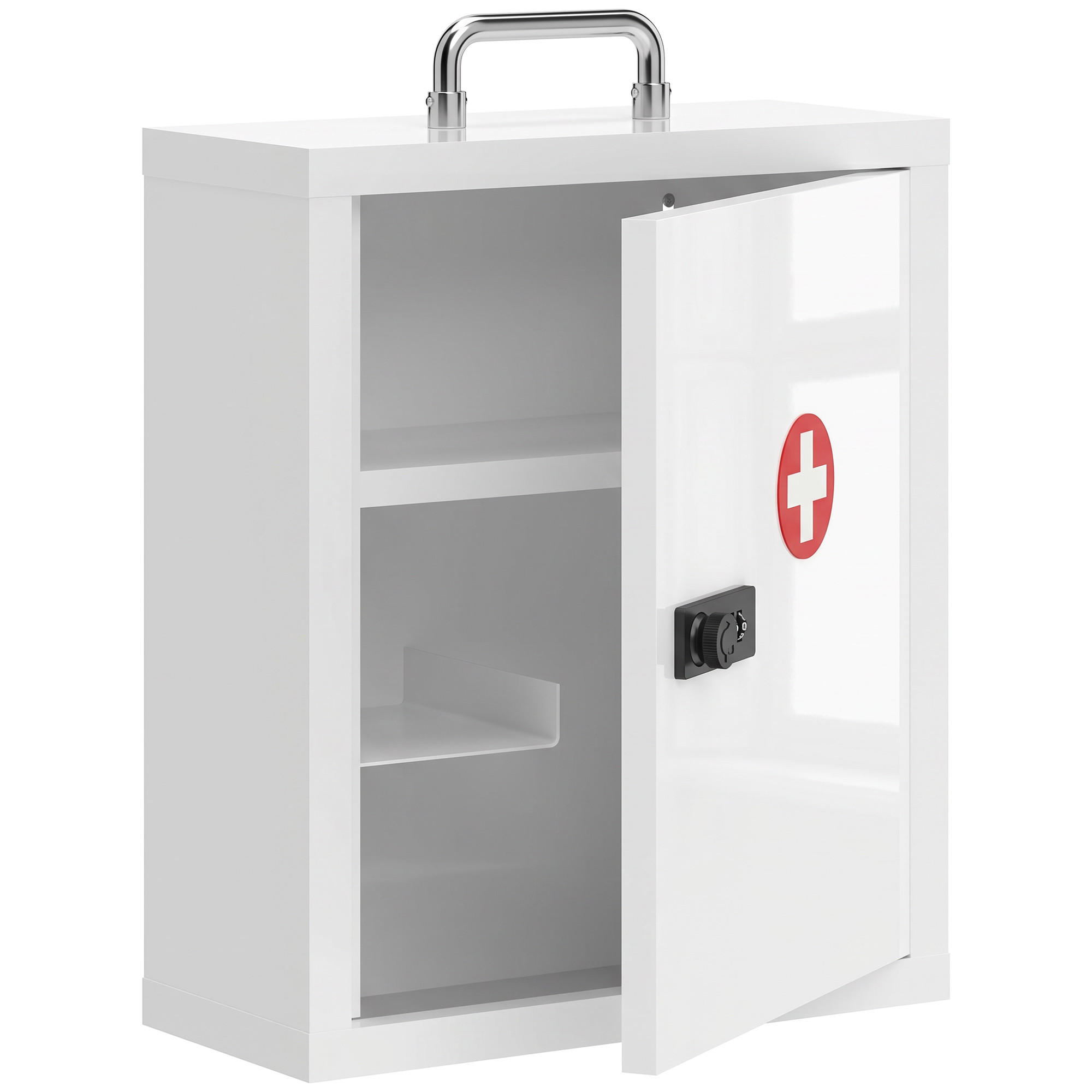 MEDIZINSCHRANK Kaltgewalzter Stahl Weiß - Weiß, Metall (14/38/32cm) - HOMCOM