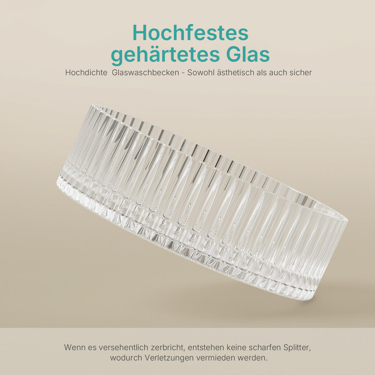 WASCHBECKEN Klarglasspüle Weiß Ø40 / 12 cm - Weiß, Glas (40/12/40cm) - EMKE