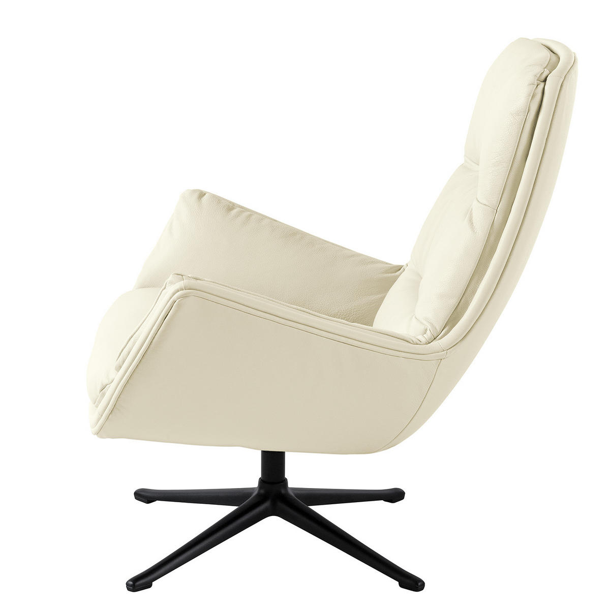 SESSEL mit Kreuzfuß - Schwarz/Weiß, Leder/Metall (83/95/97cm) - home24