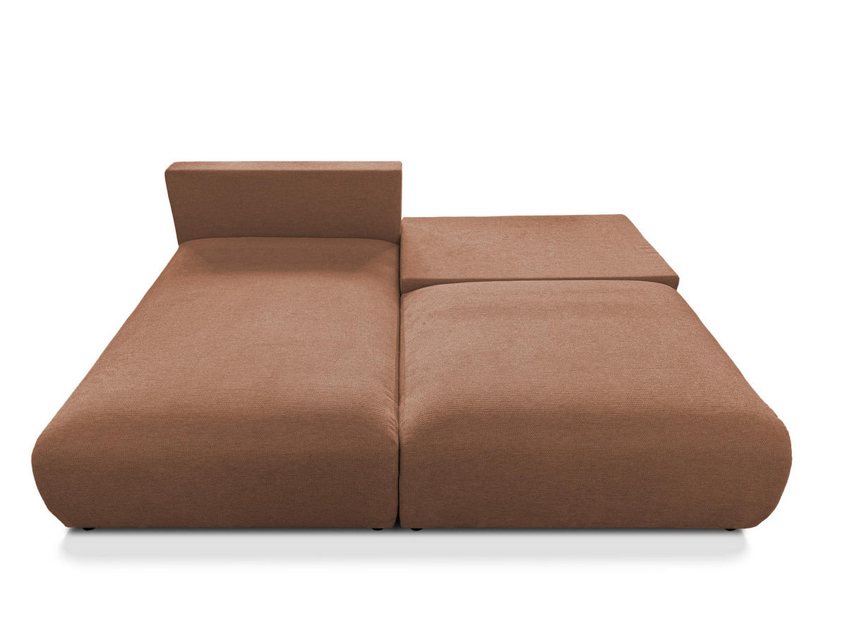ECKSOFA Sora mit Schlaffunktion, Bettkasten und extra tiefer Komfortzone aus hochwertigem Terrakotta Strukturstoff - Terracotta/Schwarz, Holz/Kunststoff (140/200cm) - S-Style