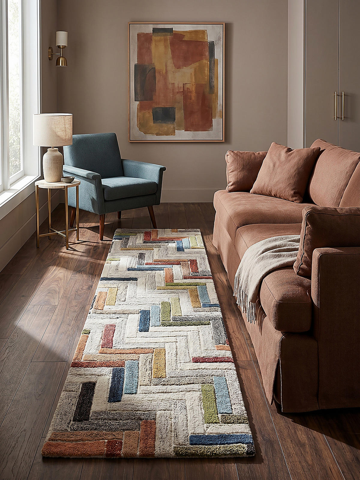 WOLLTEPPICH ESK, geometrisch, Florhöhe 10 mm, Bunt, 60 x 230 cm - Multicolor, Textil (60/230cm) - KADIMA DESIGN